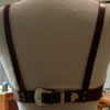 Lady's leather bra sporting Keith valleys' Sheridan Style Floral Carving